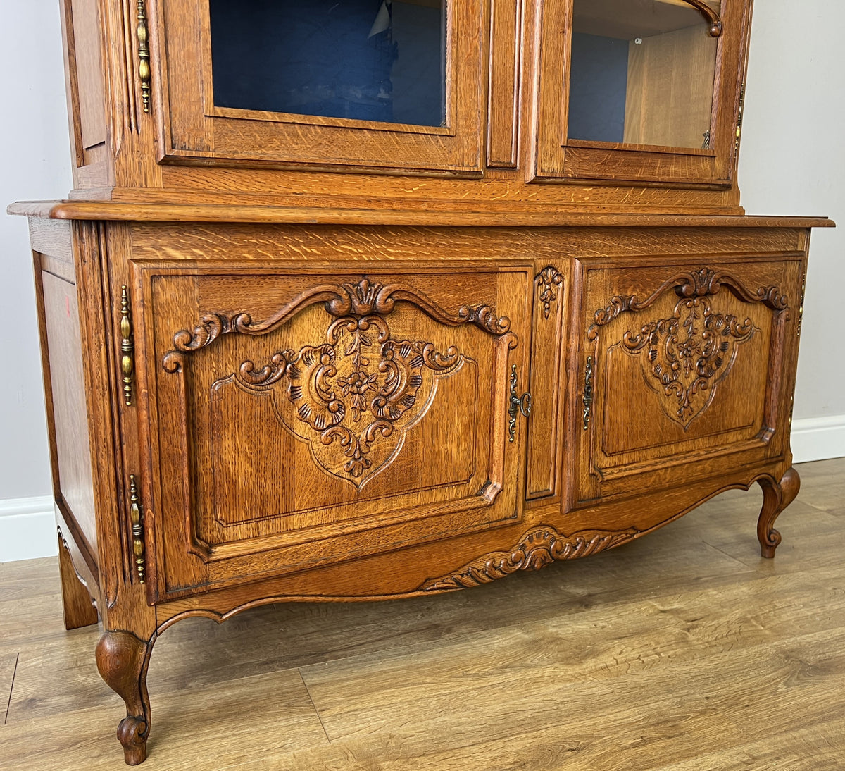 Bookcase Vintage French Louis Oak Glazed Display Cabinet Sideboard LOT 6546