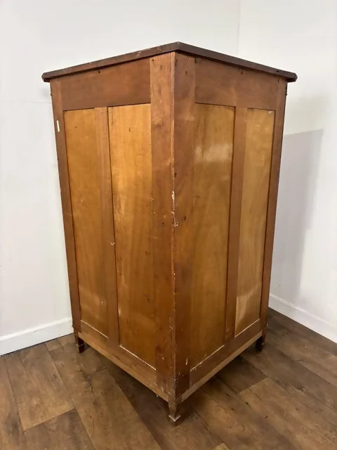 Edwardian Flame Mahogany Inlaid Freestanding Corner Cabinet