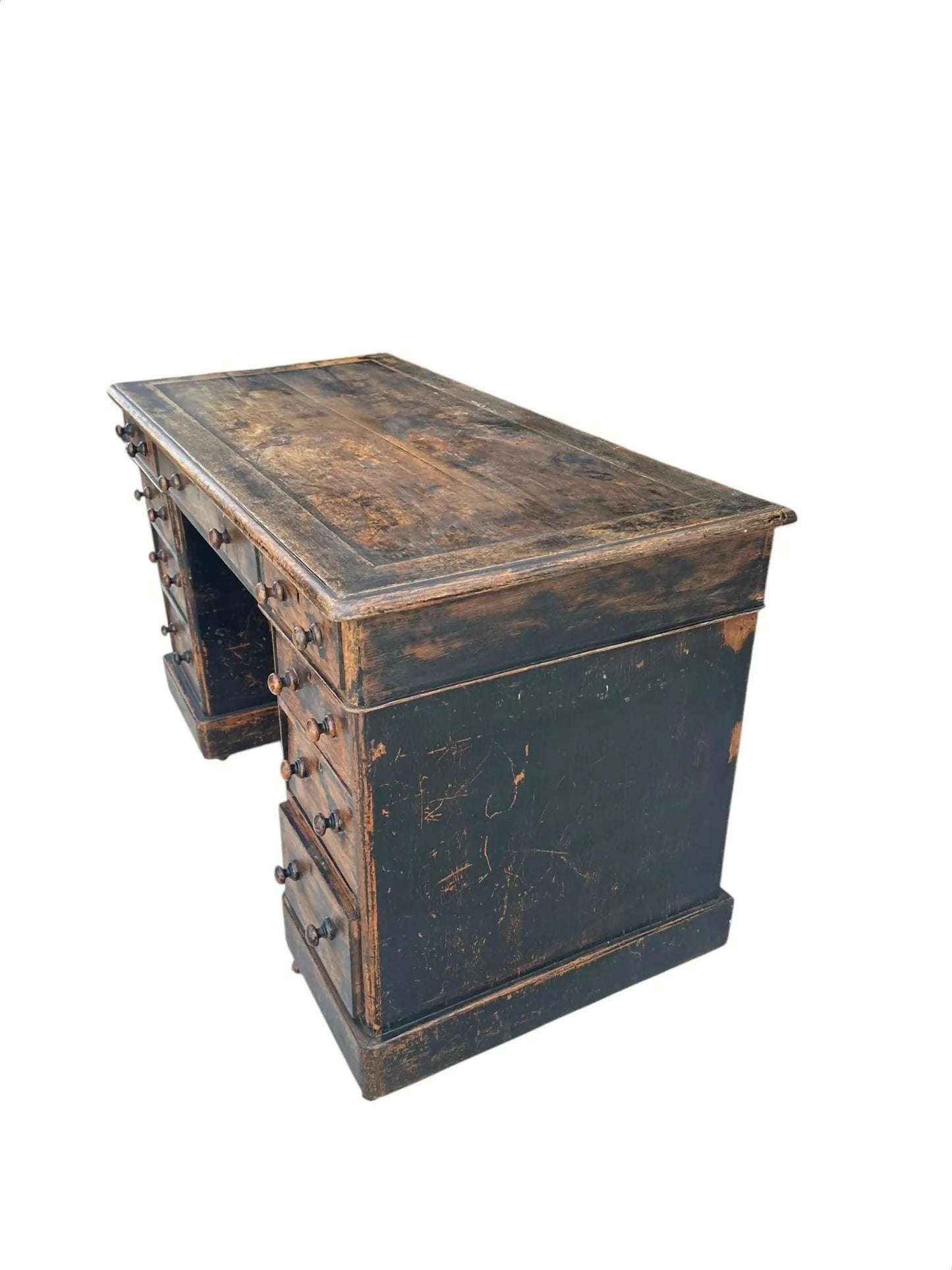 Vintage Victorian distressed office pedestal desk