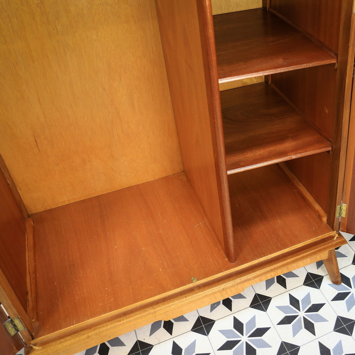 Alfred Cox Double Wardrobe in Walnut 1950s with Splayed Legs