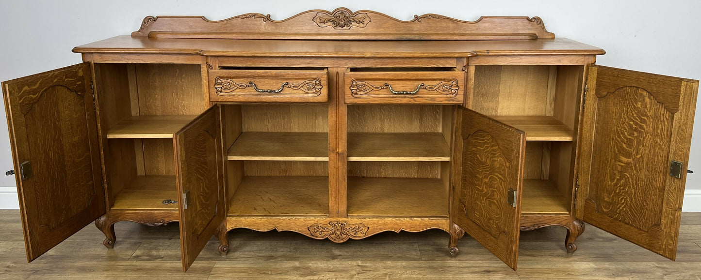 Sideboard Vintage French Louis Style Oak 4 Door Cupboard Carved Cabinet LOT 6361
