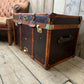 Vintage storage trunk chestnut brown leather