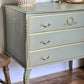 Vintage Louis Style Olympus Chest of Drawers | Upcycled in Sage Green & Gold