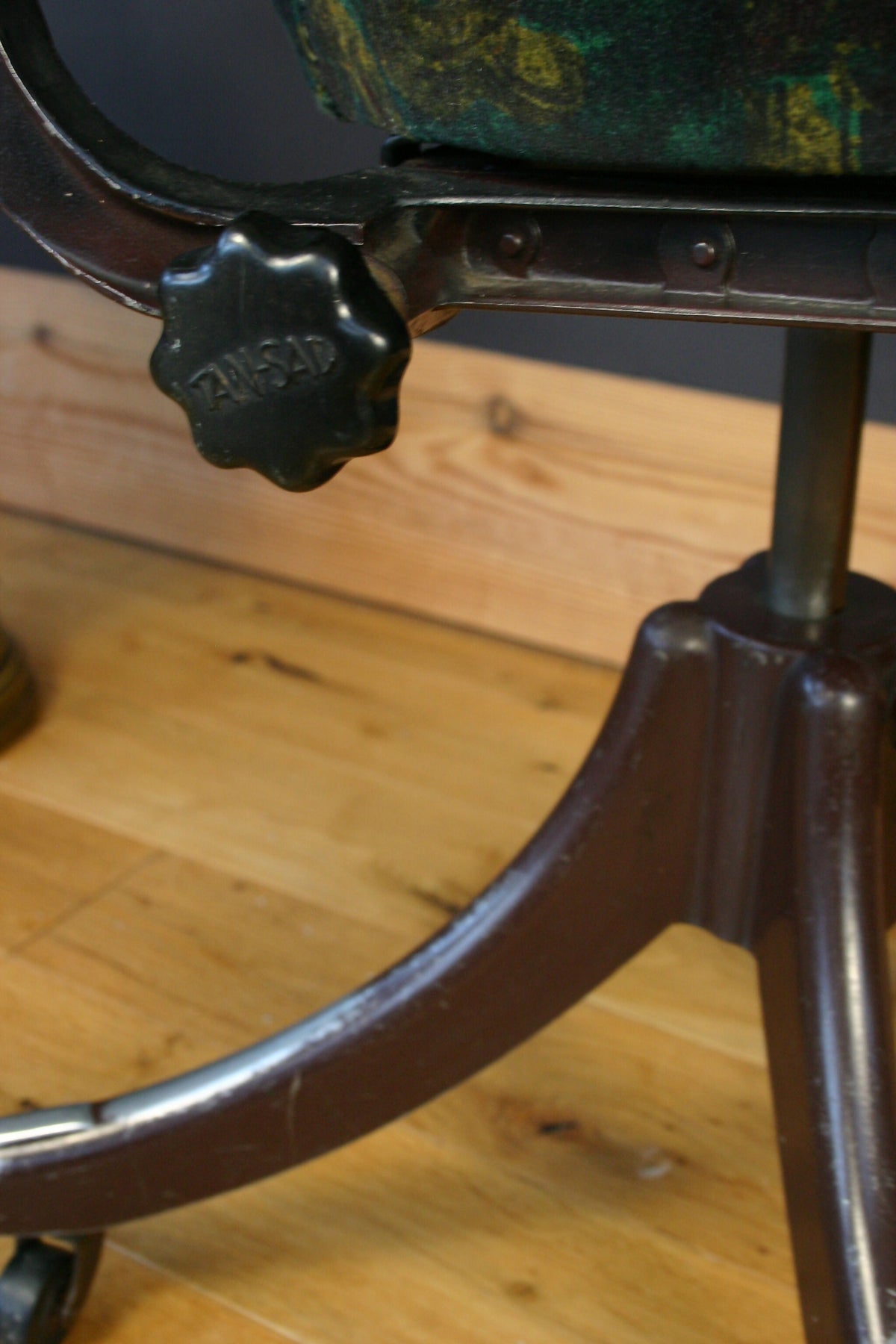 Refurbished Vintage 1950s Tansad Industrial Swivel Chair in Blackpop Velvet