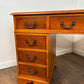 Reproduction Yew Twin Pedestal Desk with Leather Top