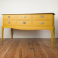 Mustard Yellow Vintage Stag Minstrel Mahogany Sideboard | Agate Handles | Upcycled Furniture | Mid Century Style
