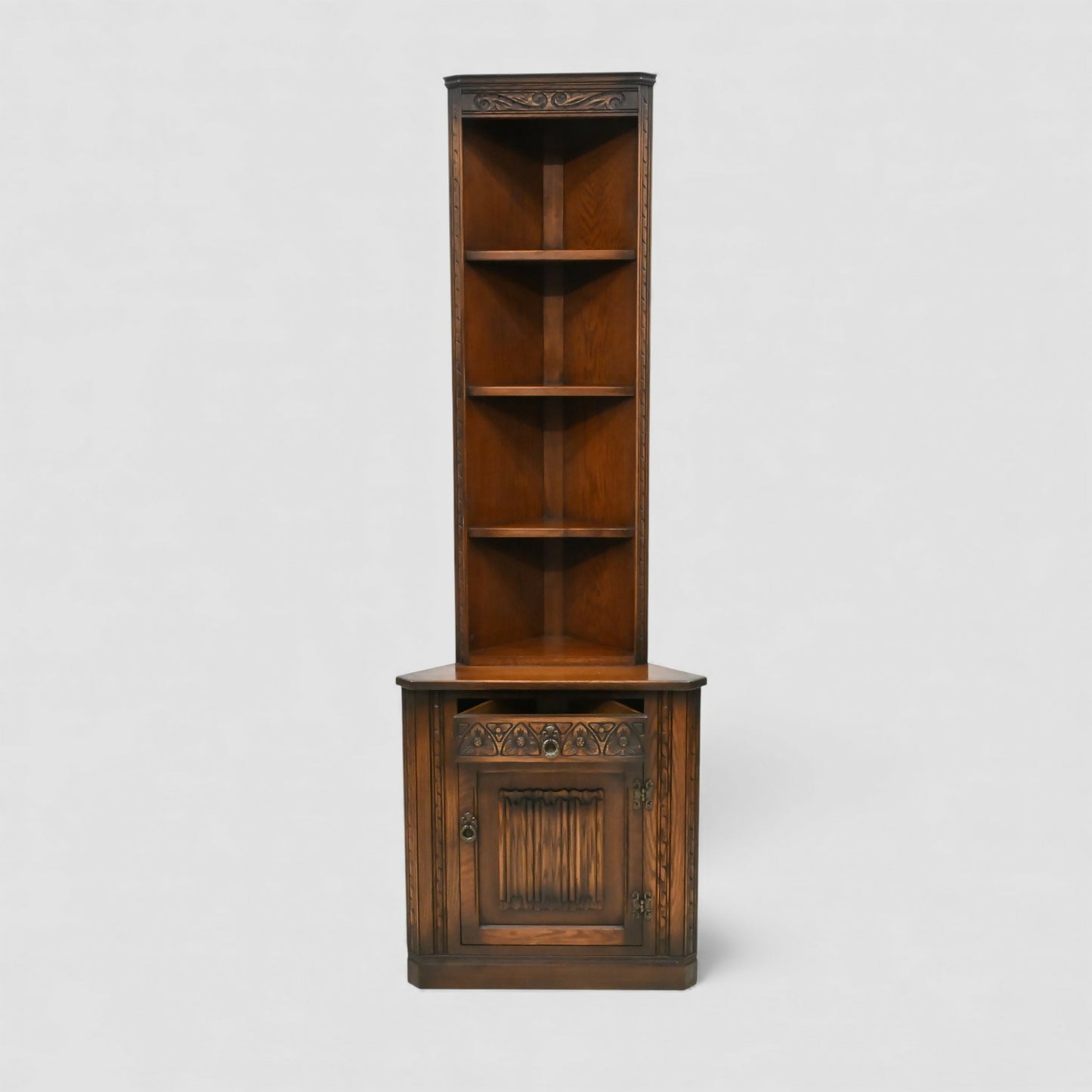Old Charm Tall Corner Unit with Cupboard and Shelves Carvings FREE UK* Delivery. SBR10977/2509E