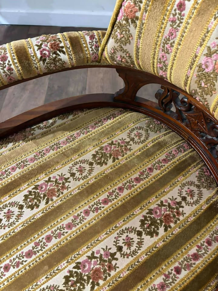 Edwardian Upholstered Walnut Tub Chair
