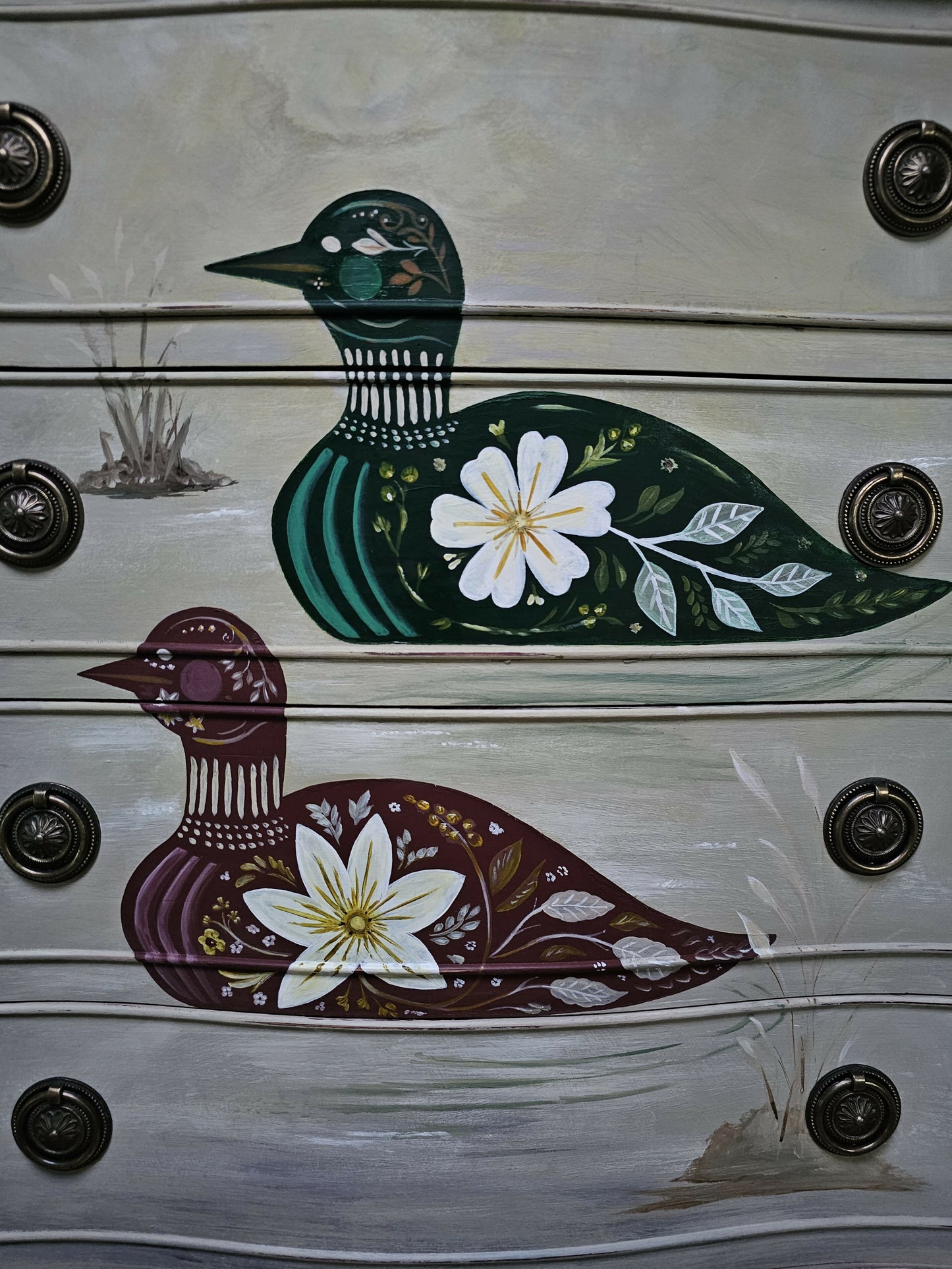 Vintage Hand Painted Chest of Drawers Folk Art