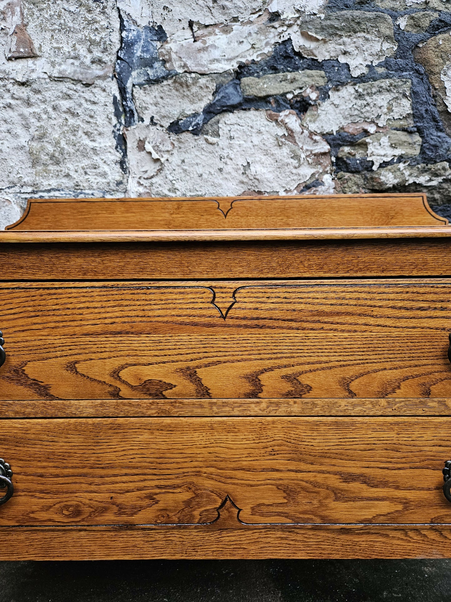 Vintage Oak Chest Of Drawers: Tallboy Cabinet Two Drawer
