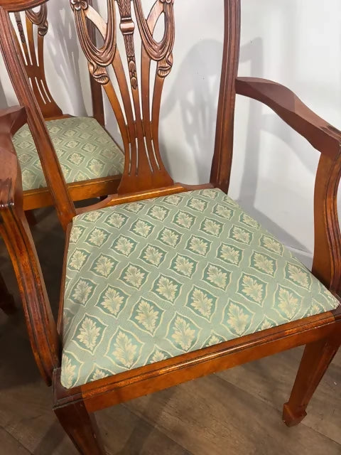 Set Of Six Reproduction Yew Wood Dining Chairs