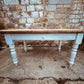 Vintage Farmhouse Table with Drawer – Rustic Reclaimed Pine Top & Painted Base – Country Kitchen Dining