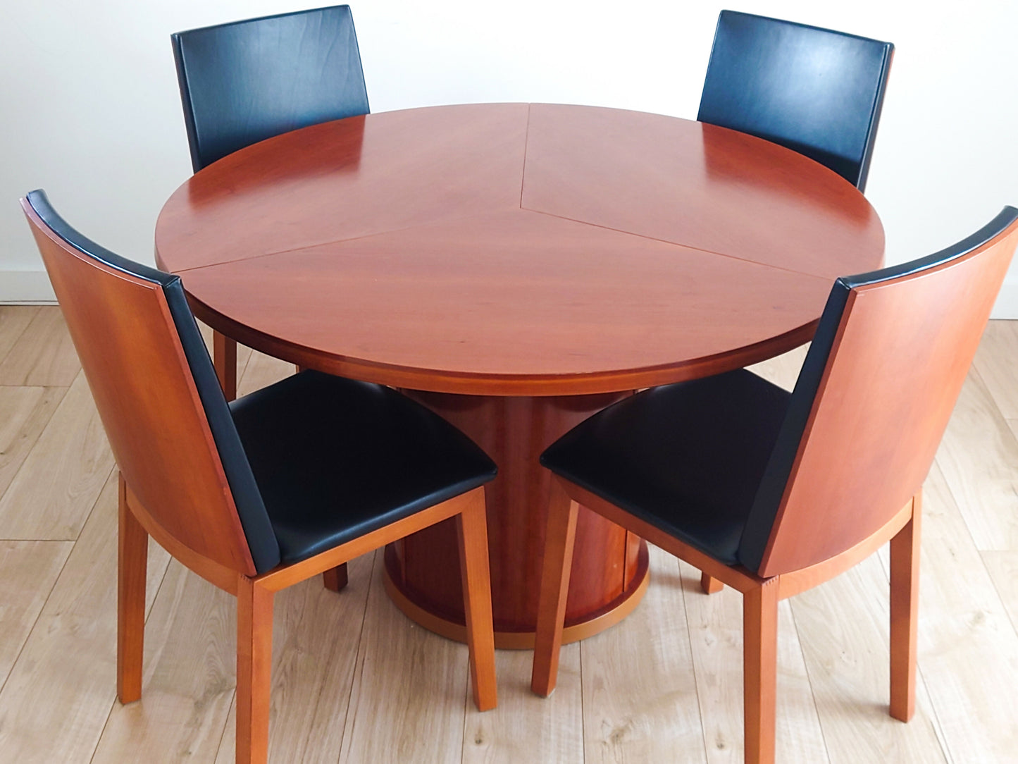 Per Hansbaek For Skovby Sm51 Danish Cherry Wood And Leather Dining Chairs