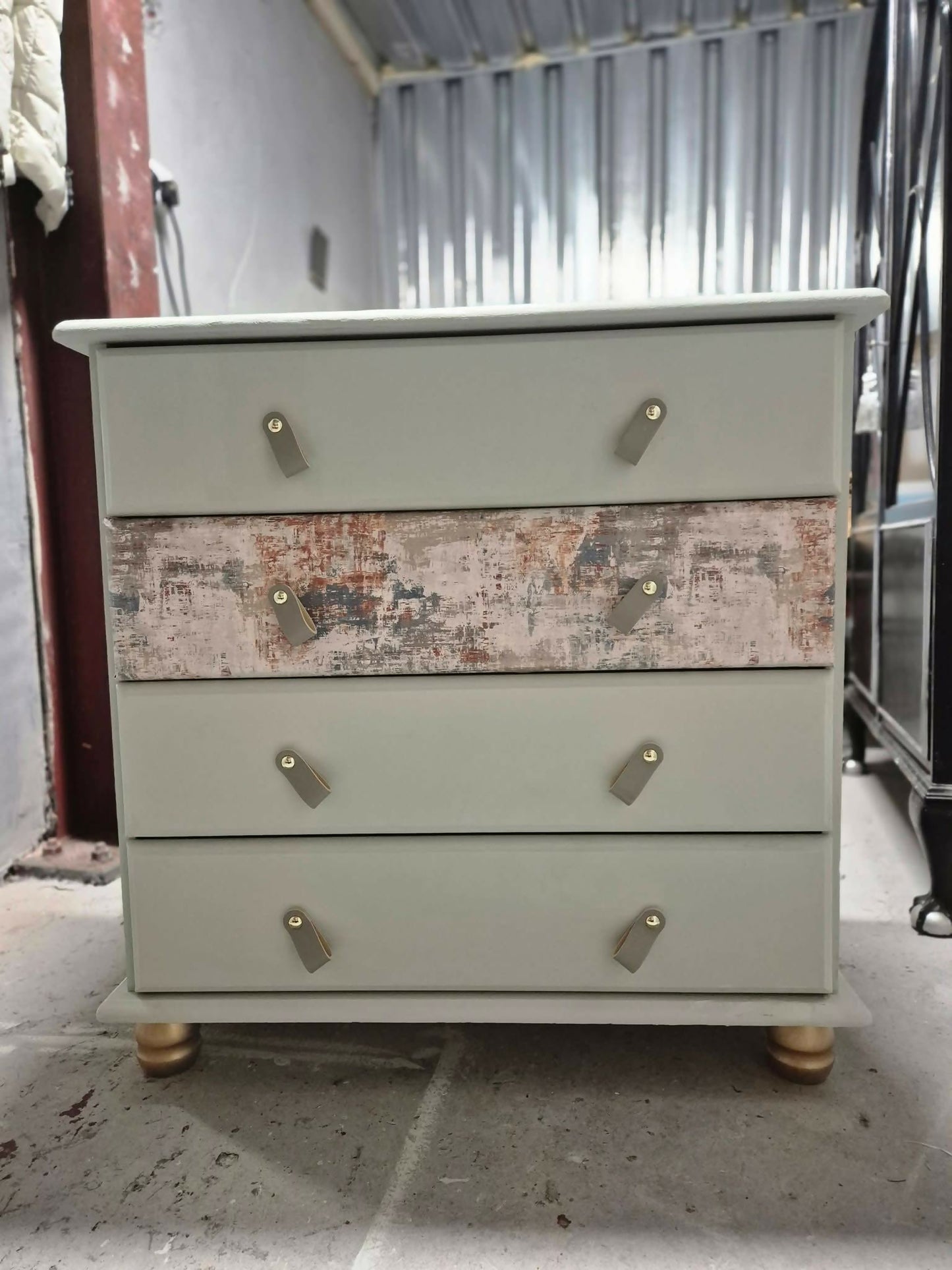 Unique Upcycled 4 Drawer Chest | Sage Green | One-Off Statement Piece