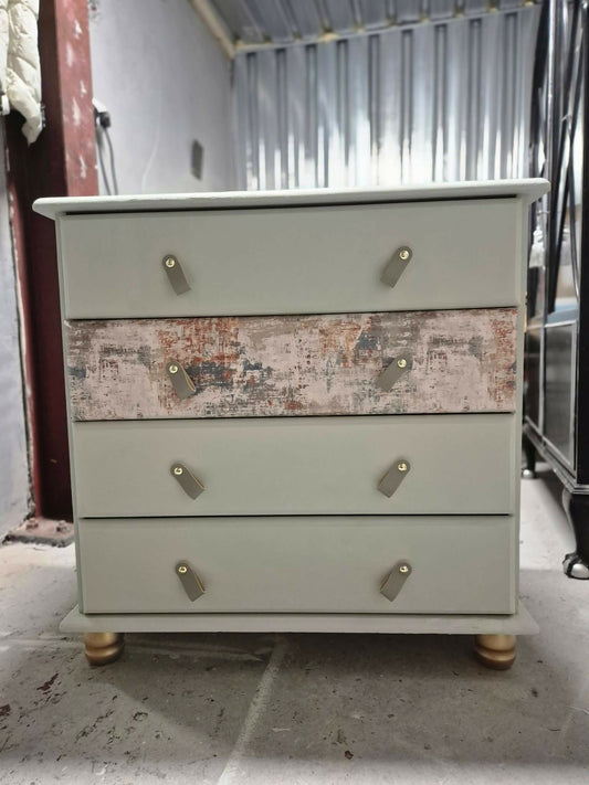 Unique Upcycled 4 Drawer Chest | Sage Green | One-Off Statement Piece