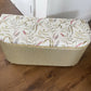 Gold painted mid century Ottoman with new marching cotton fabric top