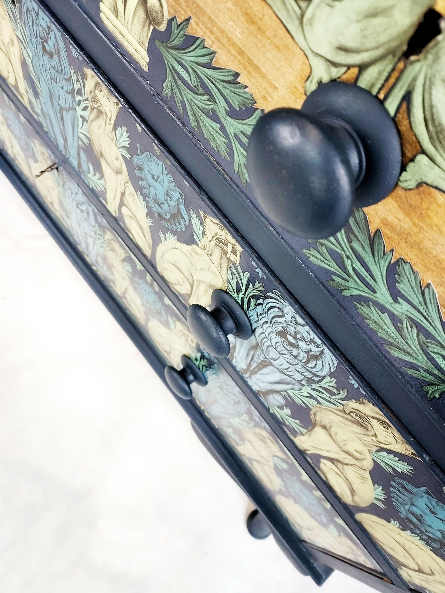 Stunning decorated chest of drawers - gothic creatures design