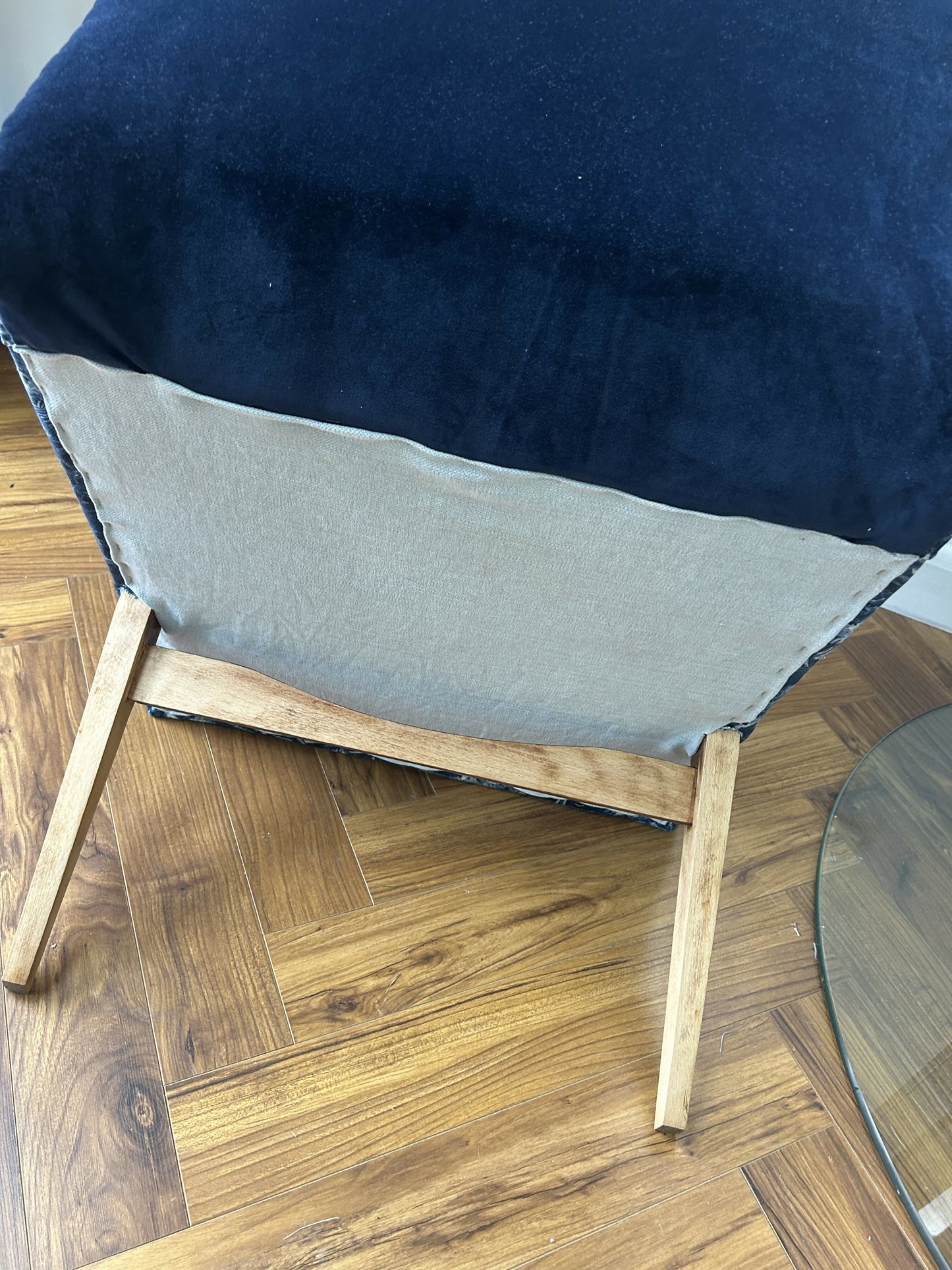 Mid-Century Armchair with Sculptural Oak Frame, Reupholstered in Linwood Velvet, c.1950s