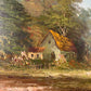 Large Signed Oil on Canvas – Woodland Cottage Landscape in Ornate Gilt Frame