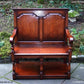A TITCHMARSH AND GOODWIN SOLID OAK TAVERN SEAT / SETTLE / PEW / HALL ARMCHAIR / BENCH.