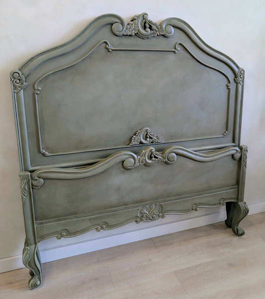 Vintage French King Size Bed Frame | Hand Painted Ornate French Bed | Statement Bedroom Furniture