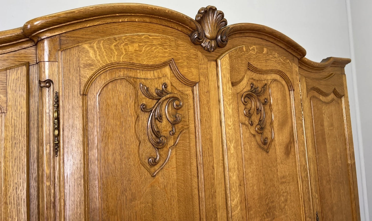 Wardrobe Vintage French Louis XVI Style Four Door Oak Carved Armoire LOT 4929
