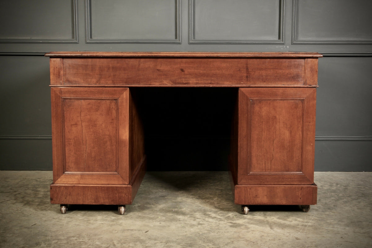 Victorian Walnut & Leather Pedestal Desk