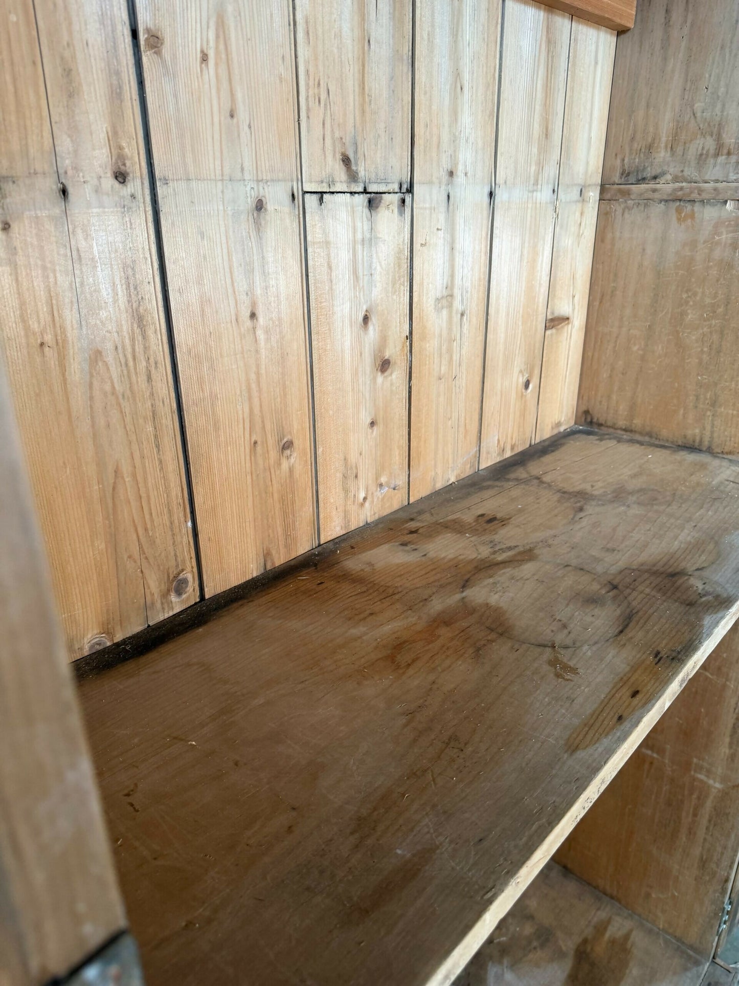 Antique Early Victorian Pine Narrow Hall Housekeeper Cloak Storage Cupboard, c 1830