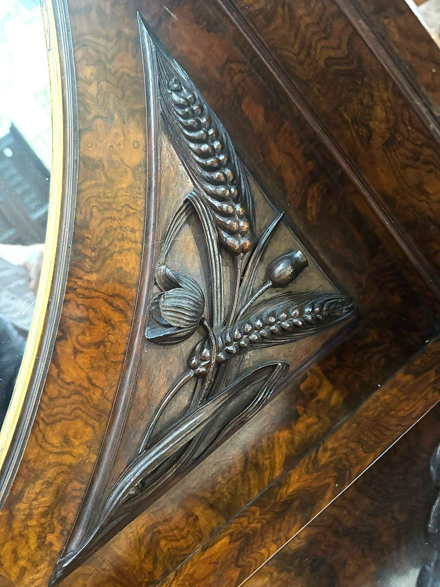 A Good Large Victorian Carved and Figured Walnut Overmantel Mirror