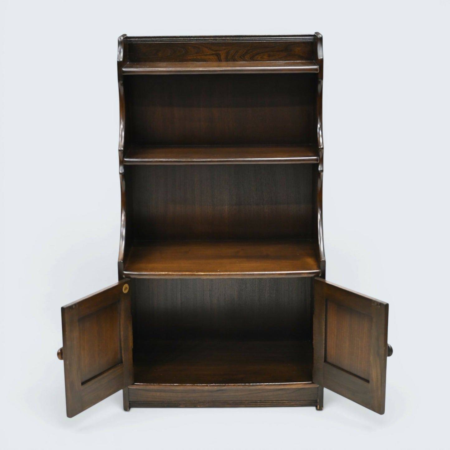 Ercol Old Colonial Waterfall Bookcase 2 Shelves Dark Finish FREE UK Delivery