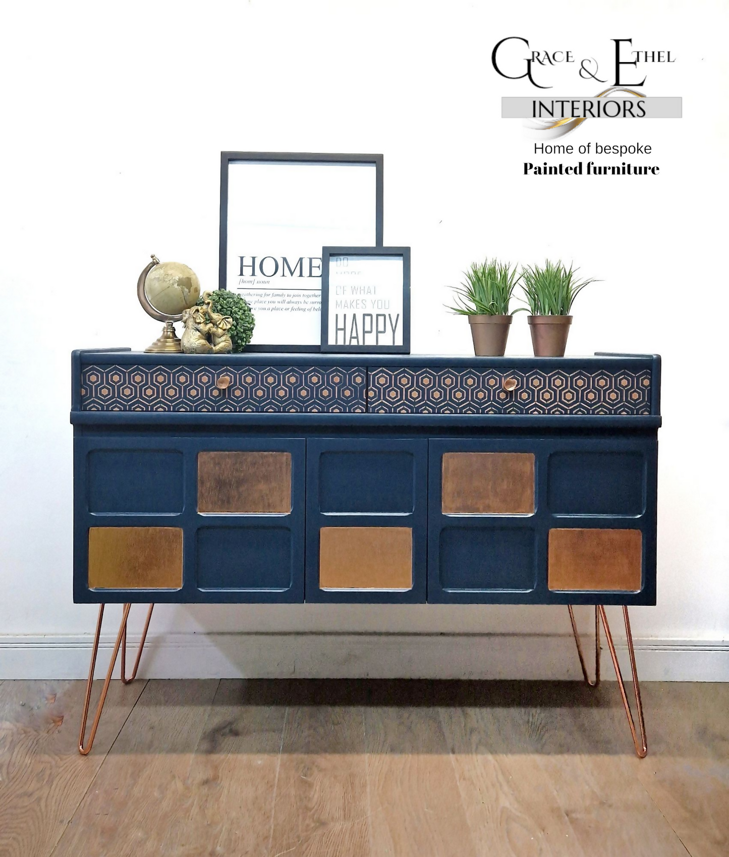 Blue Nathan sideboard, cocktail cabinet
