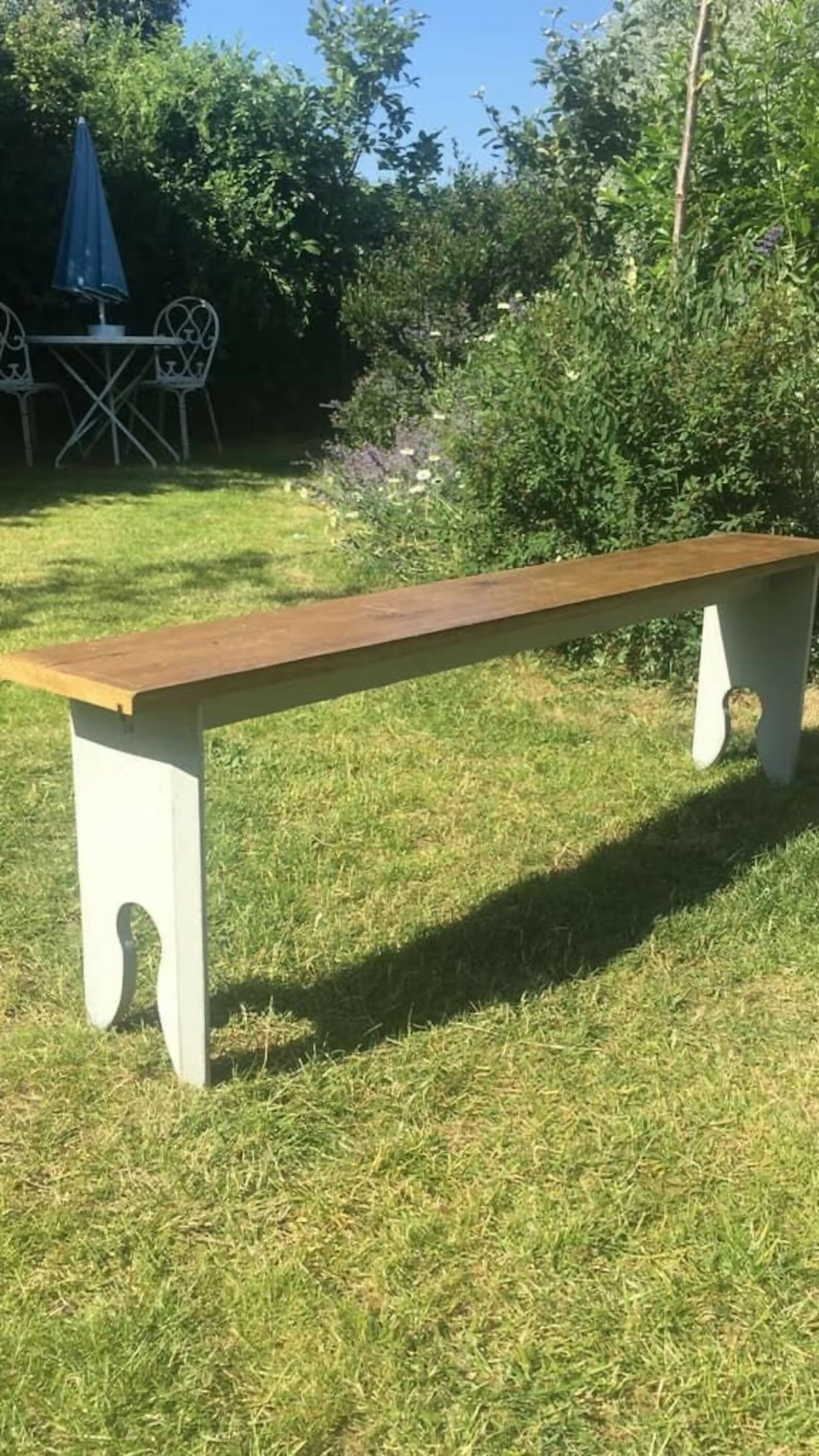 Rustic Painted Wooden Top High Bench Dining Conservatory Patio