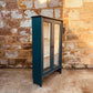 Vintage Glazed Display Cabinet | Hand Painted Teal Green Cupboard | Upcycled Wooden Bookcase | Cottage Kitchen Storage