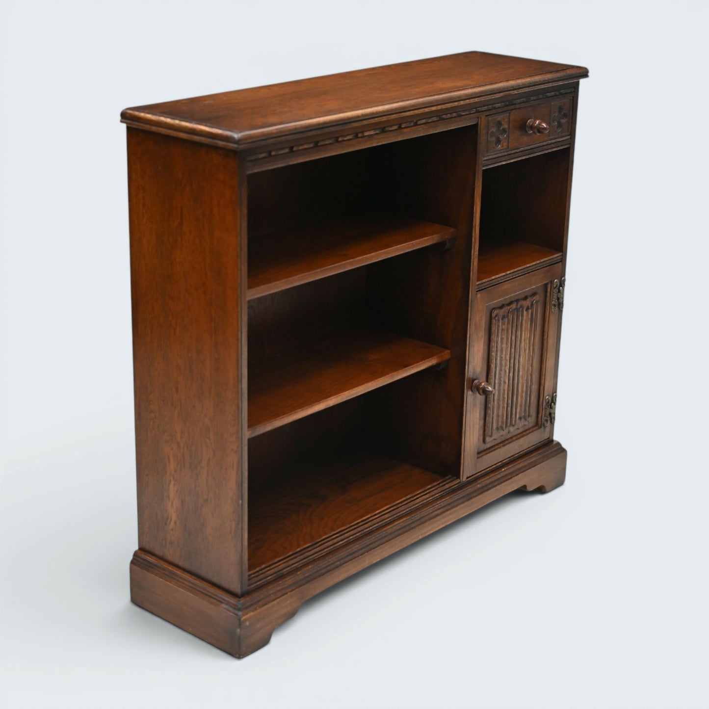 Old Charm Narrow Bookcase Cupboard Drawer Tudor Brown Finish FREE UK Delivery*