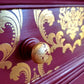 Upcycled Burgandy and Gold Chest of Drawers with Damask Design