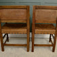 6 Oak Leather Dining Chairs - Cromwellian Style
