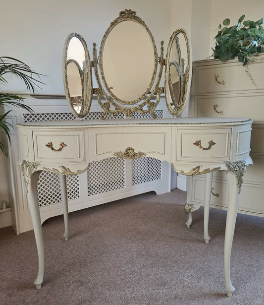 French Louis Style Dressing Table with Mirror