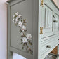 Upcycled Vintage Jaycee Linenfold Oak Sideboard, Cabinet in Sage Green