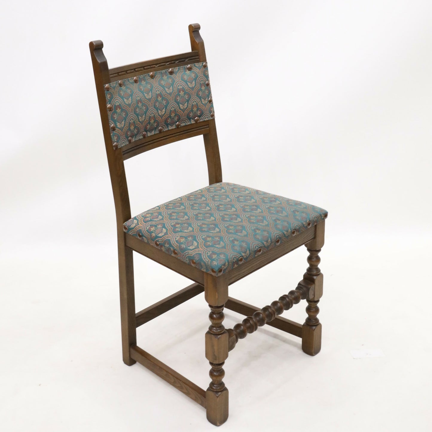 4 Old Charm Dining Chairs Light Oak Sherwood Green Upholstery FREE UK Delivery. SBR9775/0711D