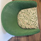 Green painted Lloyd loom 1961 chair with matching fabric
