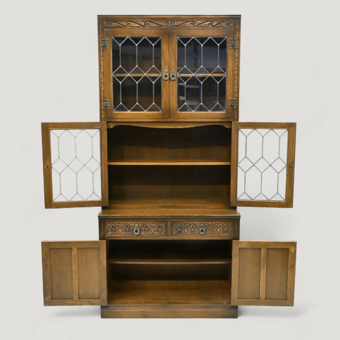 Old Charm Wall Unit Bookcase Display Cupboard Drawers Light Oak FREE UK Delivery. SBR10907/0509E