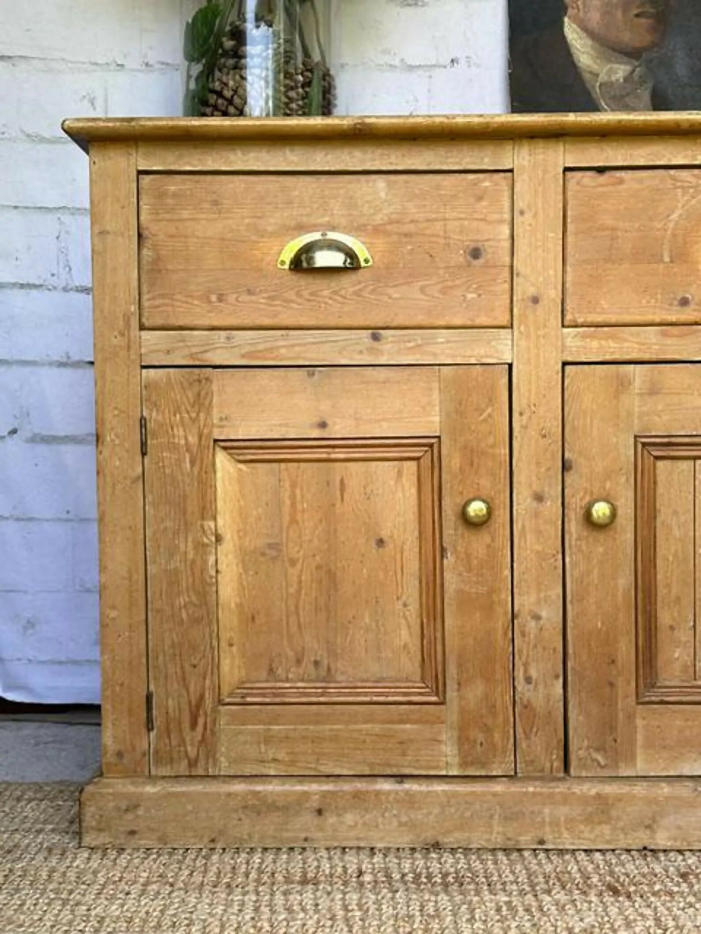 Vintage Pine Cupboard Sideboard | Housekeeper Cupboard | Kitchen Storage Cabinet | Hall Console | Rustic Sideboard