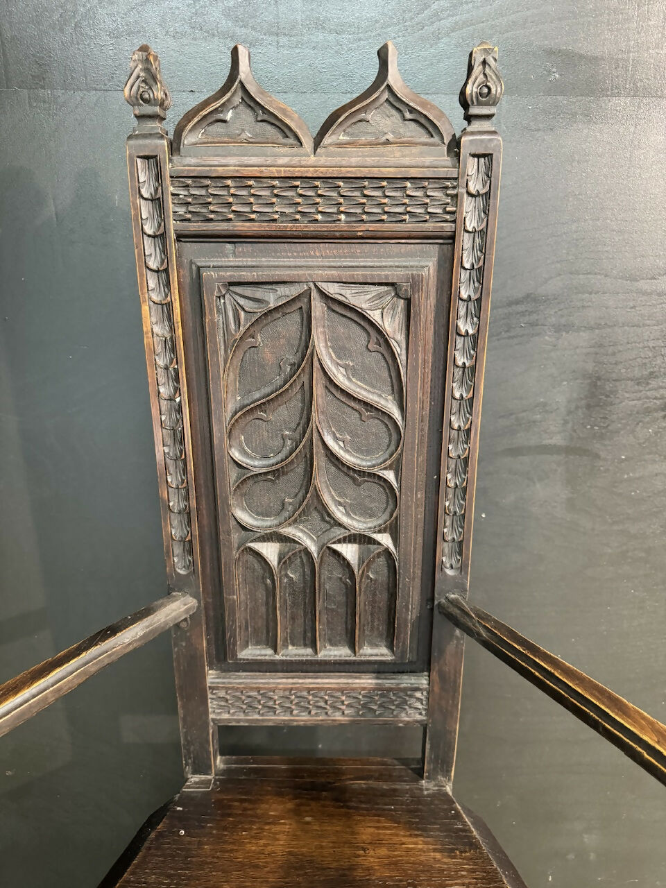 Carved Oak Wainscot Arm Chair