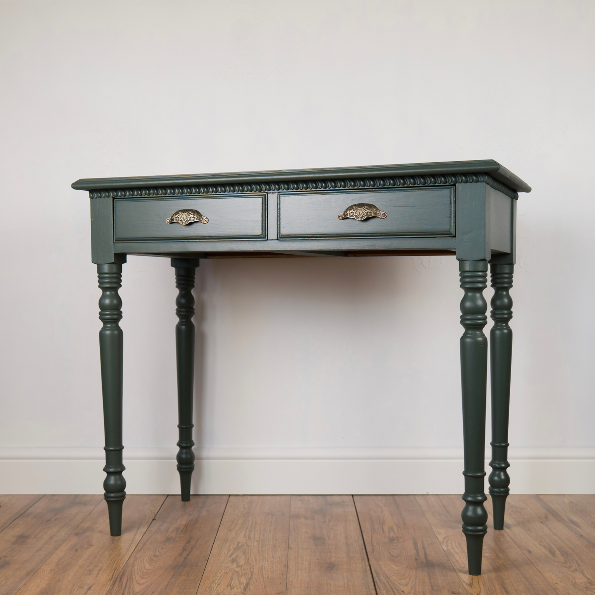 Vintage Green Writing Desk, Painted Desk with Drawers, Dressing Table or Console Table