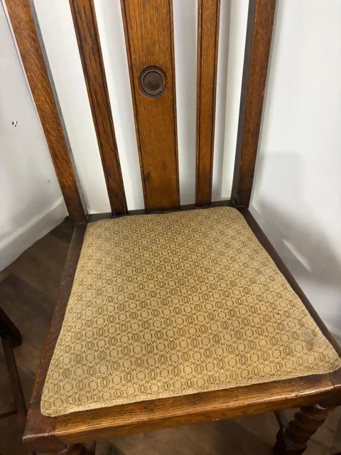Vintage Set of Four Oak High Back Barley Twist Dining Chairs