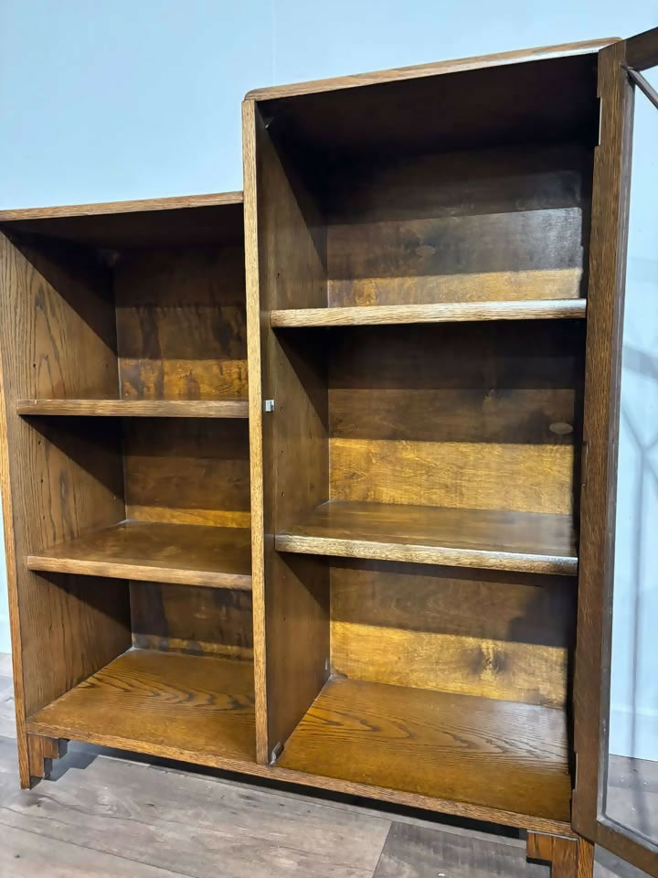 Vintage Oak Bookcase With Single Glass Door5