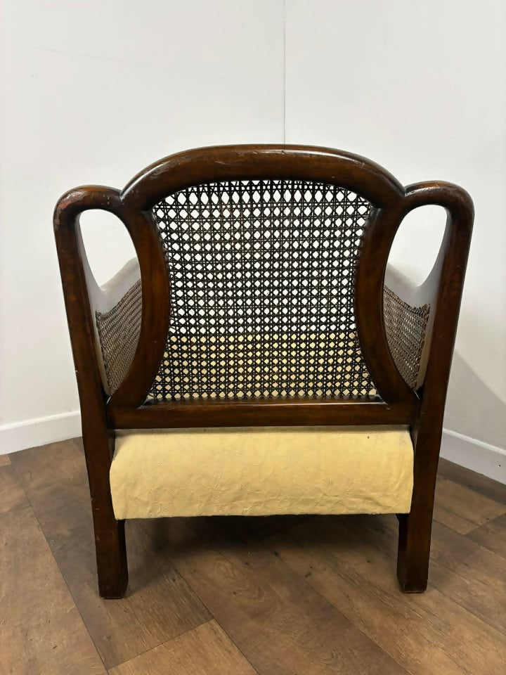 Edwardian Beech Framed Bergère Armchair
