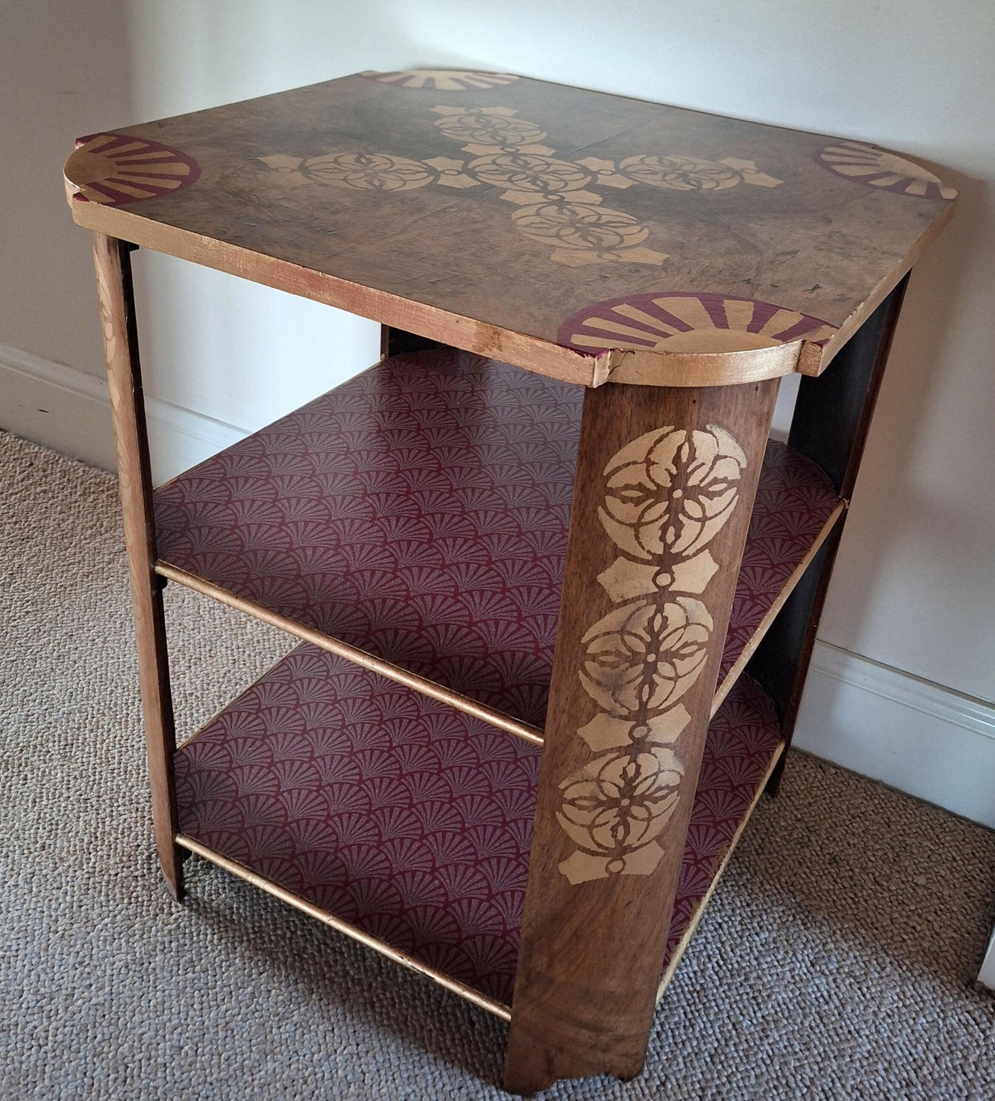 ‘Maroon and Gold’ Two Tier 1930s Shelf unit.