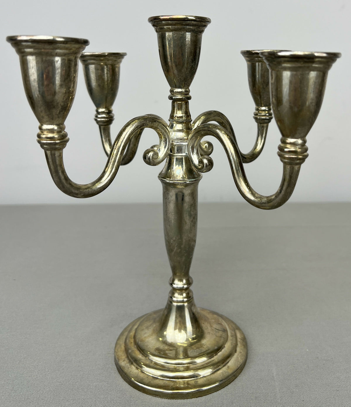 Pair of Candelabras Vintage French Style Metal Five Arm Candle Holders LOT 6486