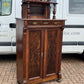 Vintage Walnut Bookcase / Cupboard With Fitted Shelves & Drawer